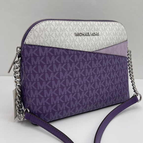 MICHAEL KORS Jet Set Travel Color-Block Signature Logo Crossbody BagDark Purple